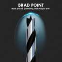 Stubby Brad Point Wood Drill Bit Set, 6pcs Hex Shank Short Length Drill Bit Set with Double Flutes Design for Carpenter Woodworking and All Types of Wood (3/32" - 3/8")