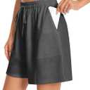 Women's Lounge Athletic Shorts with Pockets, 6.1" Sweat Shorts Women, Summer Casual Elastic Walking Running Shorts (Gray, XXL)