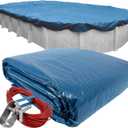 Robelle 16 x 25 ft Heavy Duty Blue Winter Oval Pool Cover for Above Ground Pools, 4 ft Overlap (20 x 29 ft Cover Size), Solid 8 x 8 Scrim, 2.36 oz/yd2, Style: 351625-4