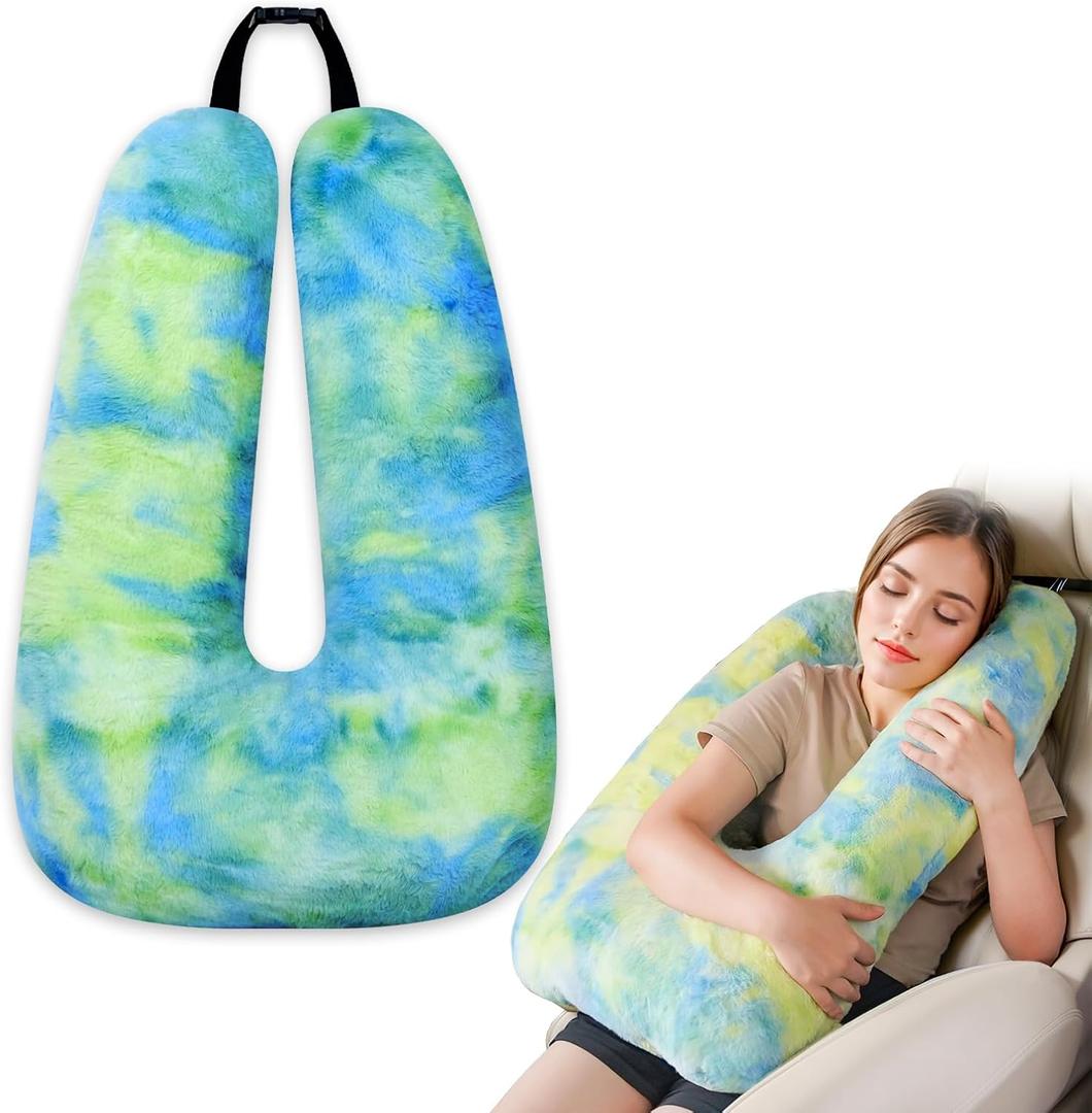 Shoulder Wrap for Family Multi-Purpose Neck Pillow, Travel Companion,Travelling Sleeping Pillow for Car, Train, Bus and Home Use (Tie Dye/Green)