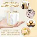 Yeaqee 50 Pcs Mini Metallic Paper Gift Bags with Handles 4x2.75x4.5'' Tiny Small Gift Bags with Thank You Tag for Christmas Wedding Birthday Welcome Return Gifts Small Business(White, Gold)