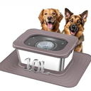Decflow 10L Stainless Steel Dog Water Bowl, No Spill Anti-Splash Dog Bowls with XXL Silicone Mat, Spill-Proof Slow Feeder for Messy Drinkers, Heavy Duty Pet Bowls for Indoor/Outdoor Use 
