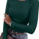 ANRABESS Women Long Sleeve Crewneck Rib Knit Slim Fit Shirts Basic Tee Tops 2025 Casual T-Shirt Going Out Workout Outfits (Small)