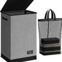 SOLEDI Laundry Hamper with Lid 90L Large & Tall Collapsible Laundry Basket, Clothes Hamper with Bag Removable Easy to Carry, Dirty Hampers for Bedroom, Bathroom, Dorm, College, Grey
