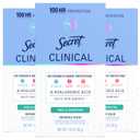 Secret Clinical Strength Antiperspirant Deodorant for Women, Free & Sensitive, 3X Stress Protection, 72hr Sweat & Odor Protection, PH Balancing Minerals, Invisible Solid, Unscented, 1.6 oz (Pack of 3)
