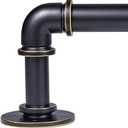 WORLD RODS Antique Brass Curtain Rod for Windows 18 to 88 Inches,1 Inch Adjustable Drapery Pole,Heavy Duty Outdoor/Indoor Modern Curtain Rods,Easy Installation(Black Gold 18"-88")