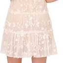 Adrianna Papell Lace Embroidery Dress (Beige, L)