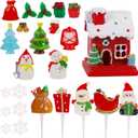 2 x Lulu Home 24 Pcs Christmas Decorative Crafts Kit, Resin Miniature Snowman Tree Snowflakes Gift Box Santa Figurines & House Ornaments for Snow Globes DIY Xmas Accessories
