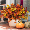 INQCMY Artificial Fake Fall Plants Flowers for Outdoor Outside Decoration,12 Bundles Faux Silk Daisy Flowers UV Resistant Look Real No Fade for Front Door Porch Patio Yard Balcony Autumn Decor