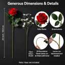 50 PCS Velvet Artificial Rose Bouquet with Baby's Breath, 20 Inch Realistic Fake Flowers, Perfect for Wedding Bridal Bouquets, Home Decor, Table Centerpieces & Photo Shoots，Red