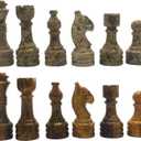 Handcrafted Premium Marble Chess Pieces Set – Elegant 32-Piece Replacement for 12-15 Inch Chess Boards Storage Box (Multi and Coral)