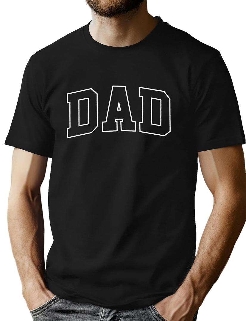 ELDPS Dad Shirt Men: Funny Dad Letter Print Tee Shirt Daddy Gifts for Fathers Day Shirts Dads Life Tops (Black, M)