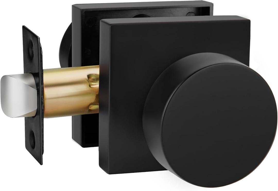 goldenwarm Passage Door Knobs Black, Zinc-Alloy Heavy Duty Closet Door Knobs, Contemporary Matte Black Door Knob Passage, Matte Black Door Knob for Hallway(1 Pack)