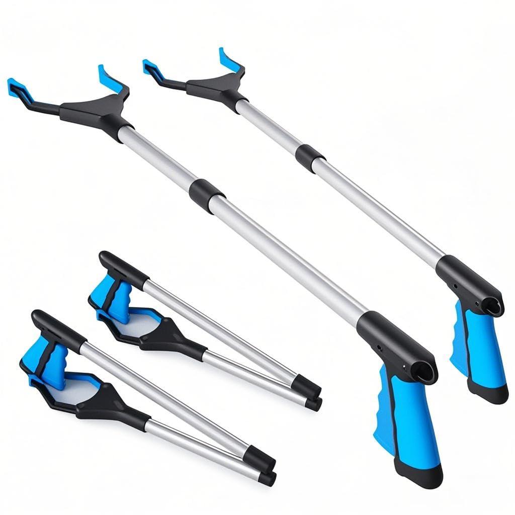2-Pack Grabber Tool, 32" Long Reacher Grabber Pickup Tool, Trash Picker Grabber for Elderly Grab It Reaching Tool, Garbage Picker Upper Grabber, Litter Pick Up Grab Tool, Claw Grabber (Dark Blue)