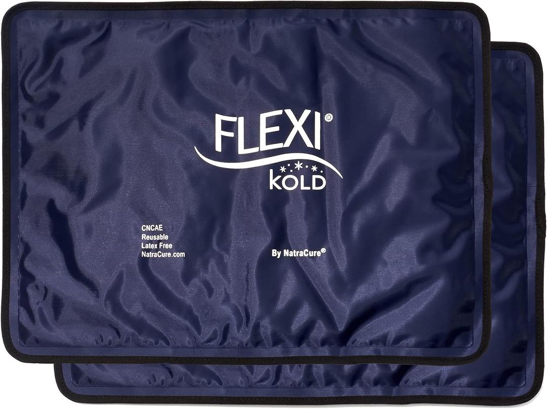 2 FlexiKold Gel Ice Packs (Standard Large: 10.5" x 14.5") - Reusable Cold Pack for Injuries, for Back Pain Relief, Migraine Relief Pad, After Surgery, Postpartum, Headache, Shoulder - 6300-COLD 2PK
