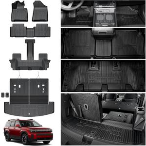 Floor Mats for 2025 Hyundai Santa Fe, All Weather TPE Cargo Mat with Backrest Mat Interior Car Mats Protection for Hyundai Santa Fe Calligraphy Accessories (Fit Hybrid and Fuel) 2024 2025