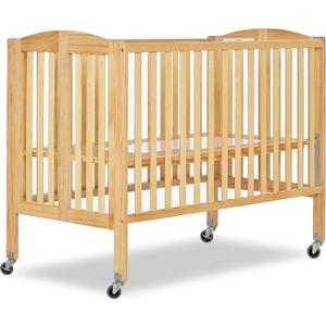 Dream On Me Folding Full-Size Convenience Baby Crib in Natural, GreenGuard Gold & BSA, Portable, Patented Quick Folding System, Strong Wheels, 2 Adjustable Mattress Heights, 54"L x 31"W x 46"H