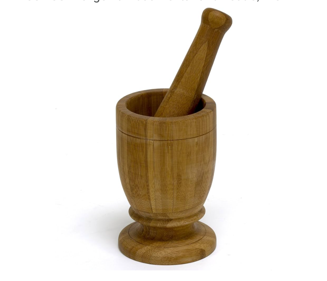 IMUSA USA Large Bamboo Mortar and Pestle, Brown