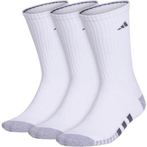 adidas Men's Athletic Cushioned Crew Socks (3 Pairs) Workout & Training (Large, White/Grey/Onix Grey)