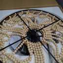 22" Wood Beaded Chandelier Boho Farmhouse Pendant Light Fixtures Bohemia Hand-Woven Rattan Chandeliers for Dining Room Kitchen Island Living Room 5-Lights