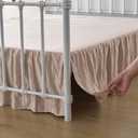 Bed Skirt King Size, Ruffled Bed Skirt with Split Corners, King Bed Skirts 14 Inch Drop, Striped Boho King Size Bed Skirts, Beige- 14''King