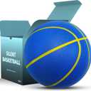 Silent Basketball Size 7 (29.5")  Grooved Airless Foam Indoor Basketball for Quiet Dribbling and Indoor Training, Pro PU Material  Achieve Real Feel Higher Bounce Quieter (Blue)