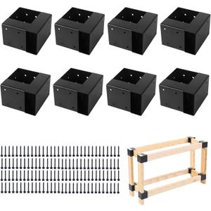 Heavy Duty Workbench Bracket Kit - Set of 8 3-Way Right Angle Steel Corner Brackets with Screws for 2x4 and 4x4 Wood, Ideal for DIY Custom Workbench, Woodworking Tables and Work Benches for Garage