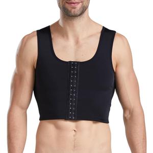 Mens Hide Gynecomastia Corset Vest Adjustable Compression Chest Binder for Men to Hide Moobs (X-Large, Black)