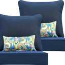 Outdoor Seat Cushion Set 24 x 24 Inch,Olefin Fabric Deep Seat Patio Cushions,Patio Furniture Cushions with Removable Cover,Rain-Proof and Fade Resistant Deep Seat Bottom & Back Cushion with Pillow (Midnight)