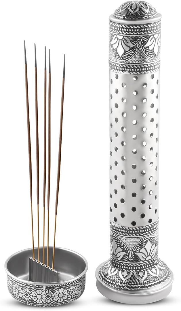 KSJONE Steel Incense Holders for Sticks, Insence- Stick Holder with Ash Catcher Meenakari Work Incense Burner Holder, Incense Stick Holder for Home Decor Yoga Spa, Unique Incense Burner