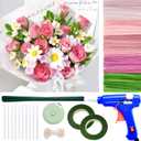 500 Pcs Thick Pipe Cleaners for DIY Flowers & Crafts 5 Colors Chenille Stems with Glue Guns & Tape Measure Perfect for Family Fun & Creativity, Holiday & Room Decorations (Pink, 12in x 8mm)