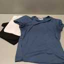 YOGINGO 3 Pack Womens Short Sleeve Crew Neck T Shirts Basic Fitted Tees Soft Stretch Going Out Tops Workout Summer Y2K (M)