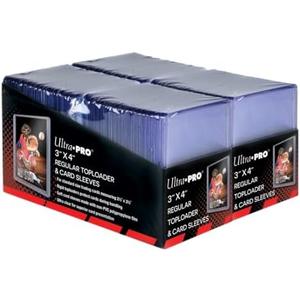 Ultra PRO 3" x 4" Clear Regular Toploaders for Cards with Card Sleeves Bundle Standard Size 200ct Trading Baseball Toploader Card Sleeve Protectors
