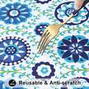 Smiry Rectangle Table Cloth Cover, Waterproof Elastic Fitted Picnic Tablecloth for 5 Foot Tables, Wipeable Flannel Backed Vinyl Tablecloths for Camping, Dining, Outdoor (Navy & Green, 30" x 60")