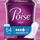 Poise Incontinence & Postpartum Pads for Bladder Leaks, 4 Drop Moderate Absorbency, Long Length, 54 Count