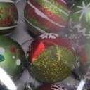 Christmas Ball Ornaments Set 12 Pcs 2.4 Inch Christmas Ball Ornaments for Tree, Red Green White Christmas Ornaments, Shatterproof Elf Balls for Xmas Tree, Holiday Party Decor