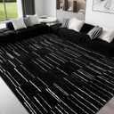 YIHOUSE 8x10 Abstract Line Area Rug, Modern Washable Stain Resistant Rugs Non Slip, Soft Indoor Large Floor Carpet for Living Room, Bedroom,Dining Room, Black and White