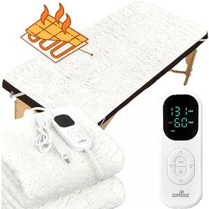 Xolloz Massage Table Warmer Heating Pad - Dense Coil Sherpa Fabric Massage Heating Pad - Adjustable Temperature from 104degreeF to 131degreeF & Auto Shut-Off Timer - 71 x 31 inch (180 x 78 cm)