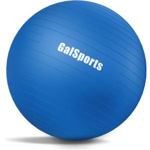 GalSports Anti-Burst Slip Resistant Stability Ball - Swiss Ball for Home Gym & Physical Therapy (L(26ines/65cm/No Pump), Blue)