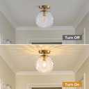 Semi Flush Mount Ceiling Light Fixture, 8in Globe Hammered Glass