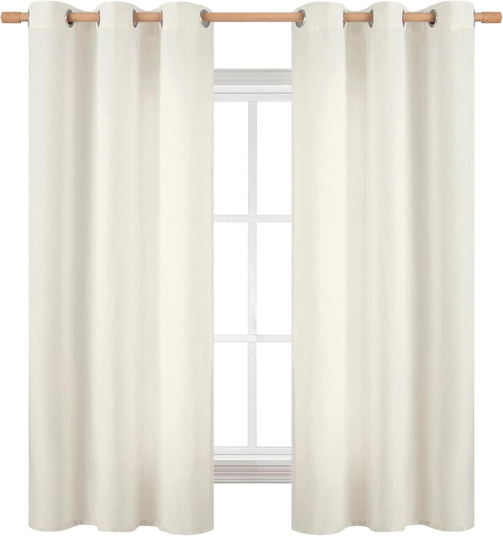 BGment Curtains 63 Inch Length 2 Panels Set for Bedroom, Grommet Thick Linen Look Burlap Textured Light Filtering Privacy Window Drapes for Farmhouse Living Room, 42 x 63 Inch, Ivory