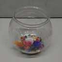 1 Gallon Round Plastic Fish Bowl Set, Crystal Clear Plastic Aquarium for Fish with 5 Decorative Plants and 8.8oz Colorful Stones, Small Fish Tank for Home Decoration