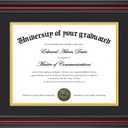 upsimples Diploma Frame 8.5 x 11 with Mat or 11x14 without Mat, Certificate Degree Document Frame, Classic Wood Grain with Gold Beading, Includes Black & Gold Mats, Graduation Gifts, 1 Pack
