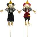 Stuffed Scarecrows Decor, 100CM Fall Harvest Decoration for Autumn, Large Size 39.4 Inch Mr Mrs Scarecrow Gift for Halloween Thanksgiving, Bird Porch Away Decors for Outdoor, Black and Red