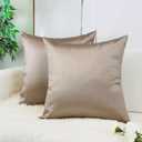 Aiking Home Collection 26x26 Inches Faux Silk Square European Shams, Zipper Closure, Sand (Set of 2)