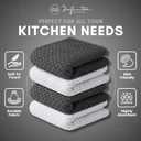 Infinitee Xclusives Premium Dish Cloth 100% Cotton 12 x 12 Inches |Pack of 4| - Ultra Soft Tea Towels - Highly Absorbent Kitchen Rags - Terry Dishcloth for Kitchen and Household Cleaning, Grey
