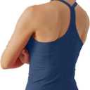 MathCat Workout Tank Tops for Women with Built in Bra, Sleeveless Gym Tops Seamless Racerback Athletic Yoga Shirts (Large, Navy)