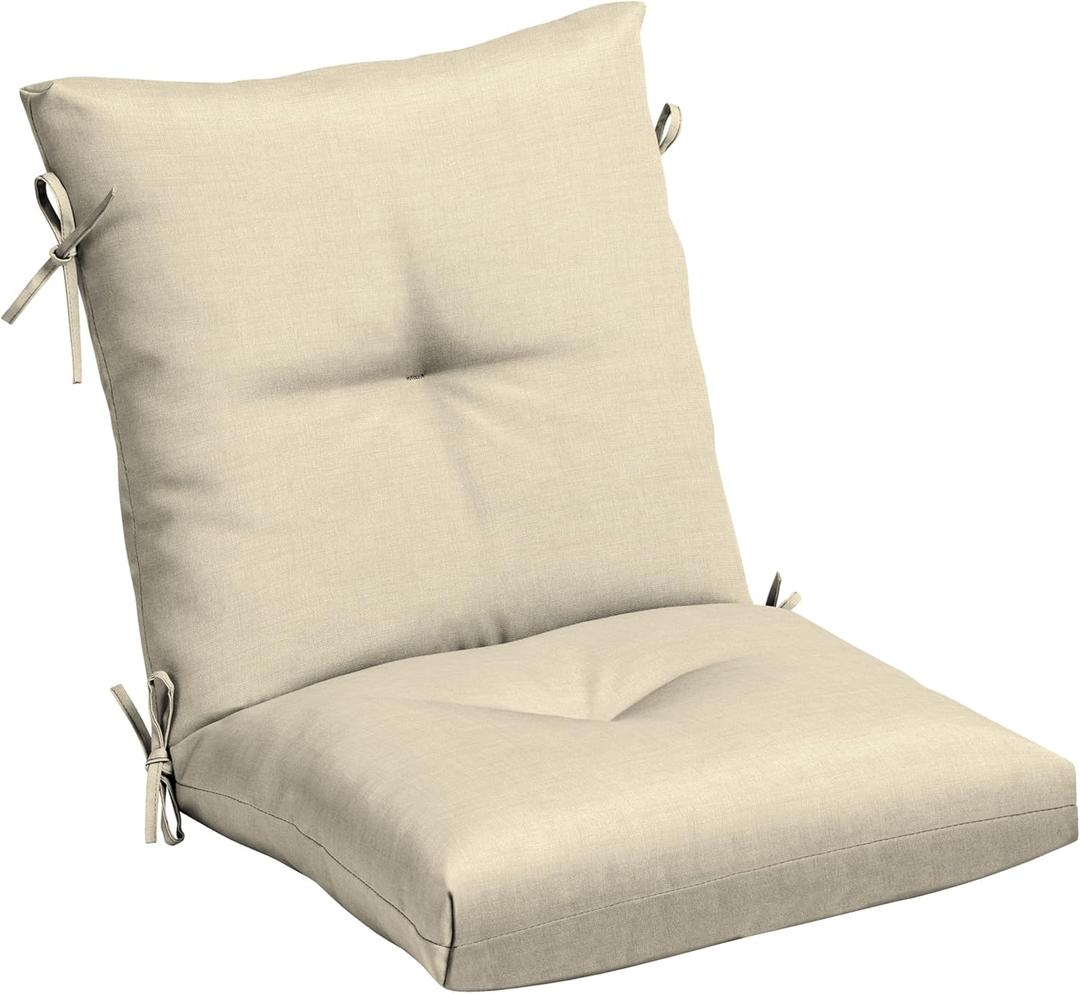 Arden Outdoor Plush Modern Tufted Blowfill Dining Chair Cushion, 21 x 40, Rain-Proof, Fade Resistant, Tufted Cushion for Dining and Bistro Chairs Tan Leala