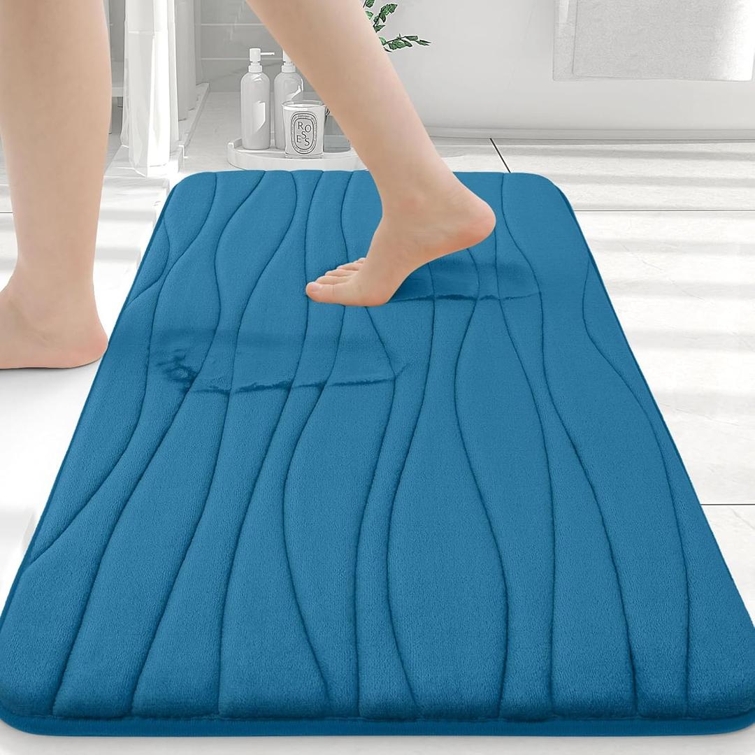 Buganda Memory Foam Bathroom Rug Mat 36x24, Extra Soft and Absorbent Bath Mats, Non-Slip and Machine Washable Bath Rugs for Bathroom Floor,Tub and Shower, Peacock Blue