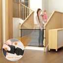 Dog Pet Mesh Gate Stairs - Baby Safety Barrier Gates for Stairway - No Drilling Puppy Gates for Indoor - Banister to Banister Baby Gates for Stairs